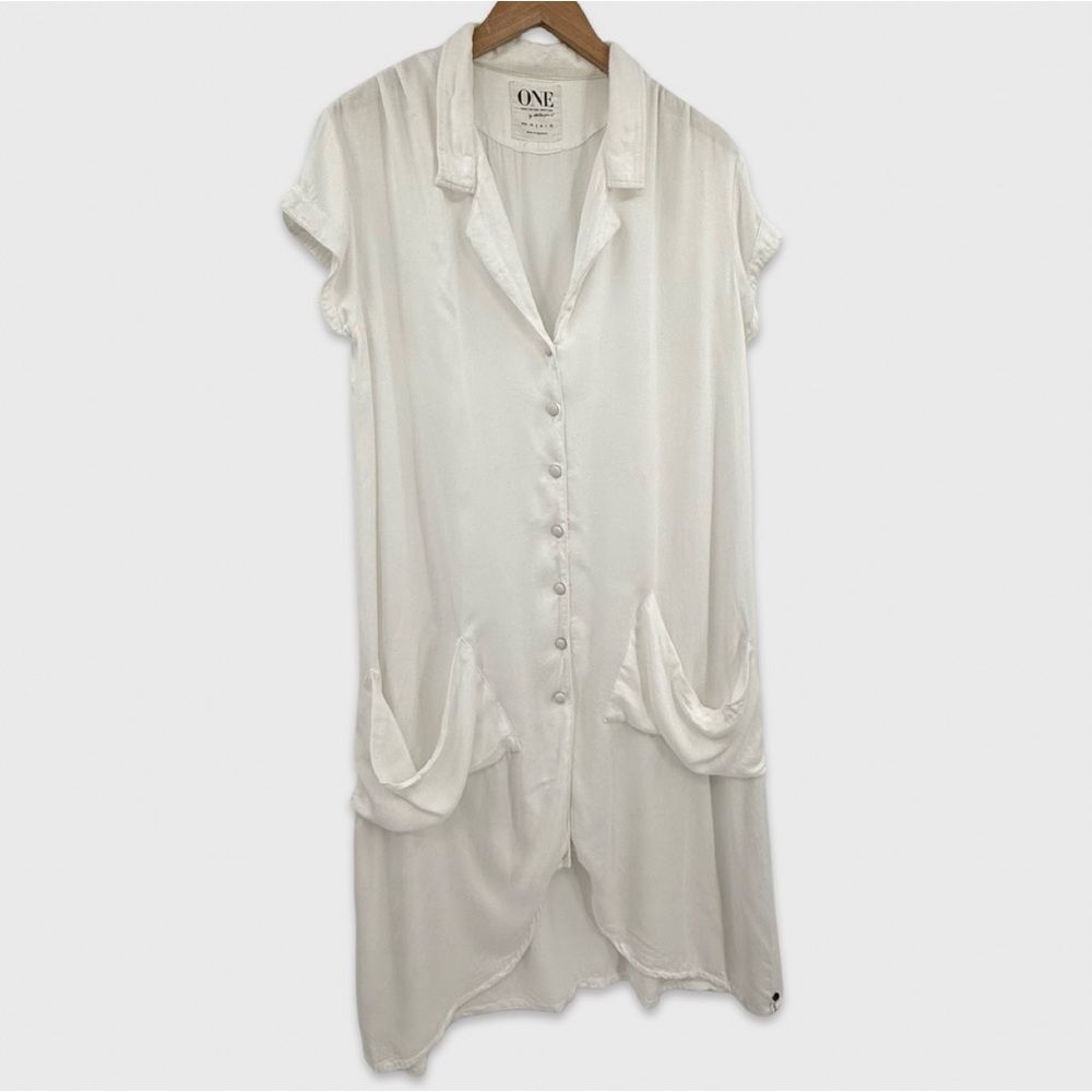 One Teaspoon Cloud Button Front Pocket Midi Dress in White | Small